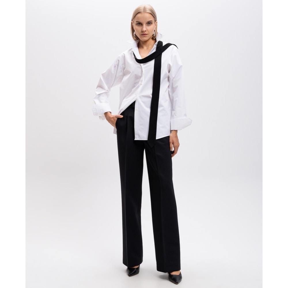 ROHE Optic White Cotton Shirt with Virgin Wool Trim 613-19-101 Size 36 NEW